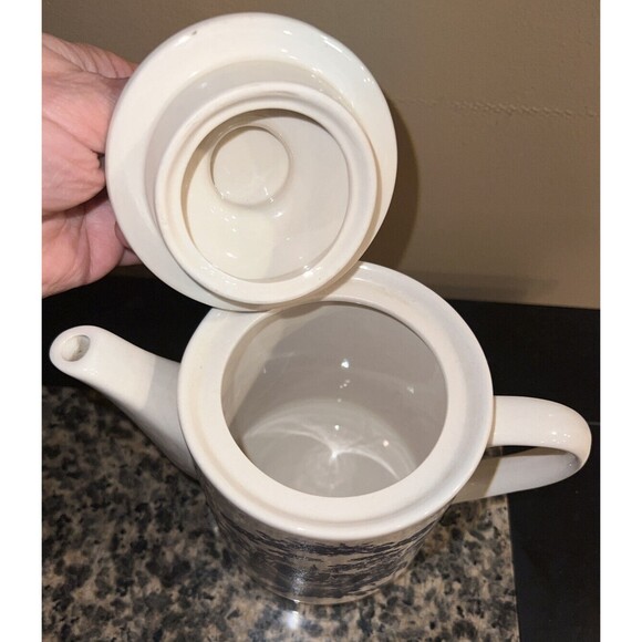 California Pantry Tea Pot Blue White Rooster Toile Coffee Country 6.5in Vintage - Picture 4 of 9